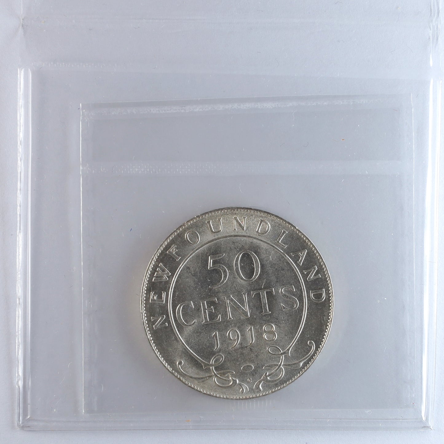 1918C Newfoundland 50-cents ICCS Certified AU55