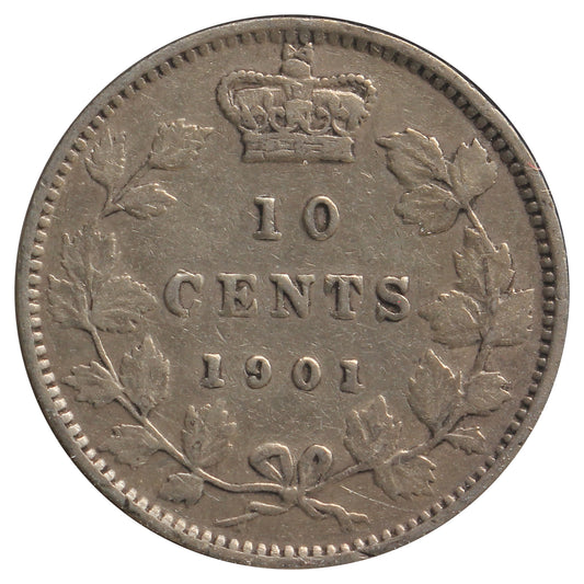 1901 Canada 10-cents Very Fine (VF-20) Marks