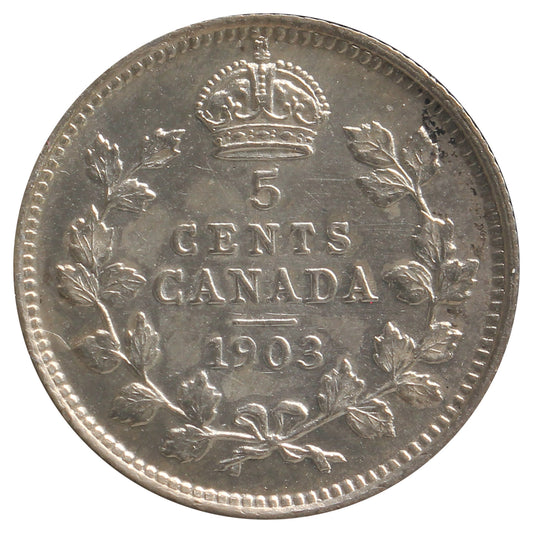 1903 Canada 5-cents EF-AU (EF-45) Cleaned