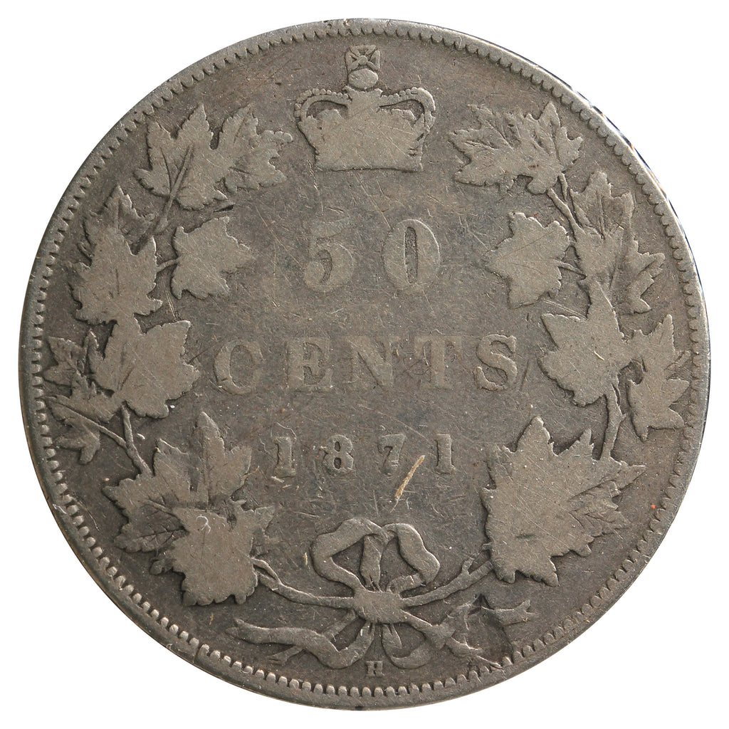 1871H Canada 50-cents Very Good (VG-8) Marks