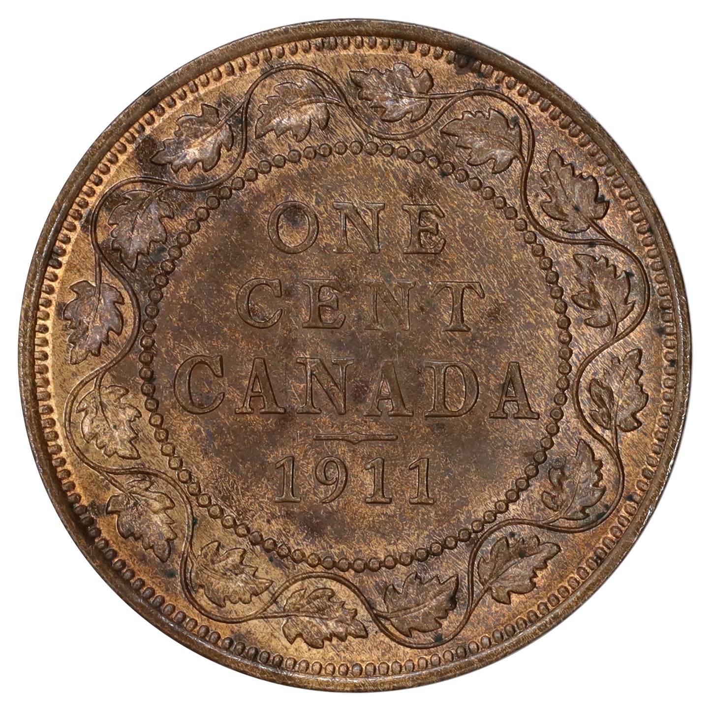1911 Canada 1-cent Brilliant Uncirculated (MS63) Red & Brown