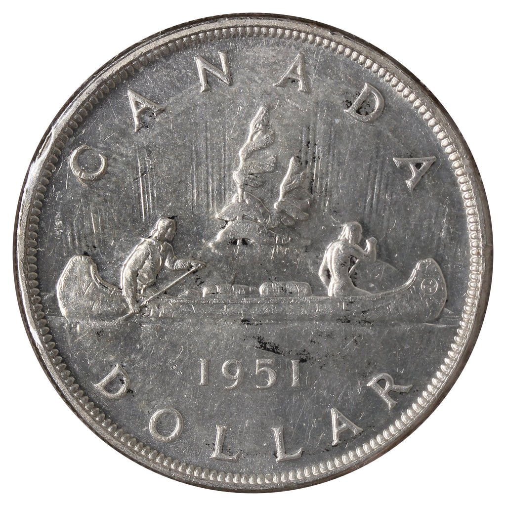 1951 Canada Dollar AU-UNC (AU55) Cleaned, Scratched or Impaired