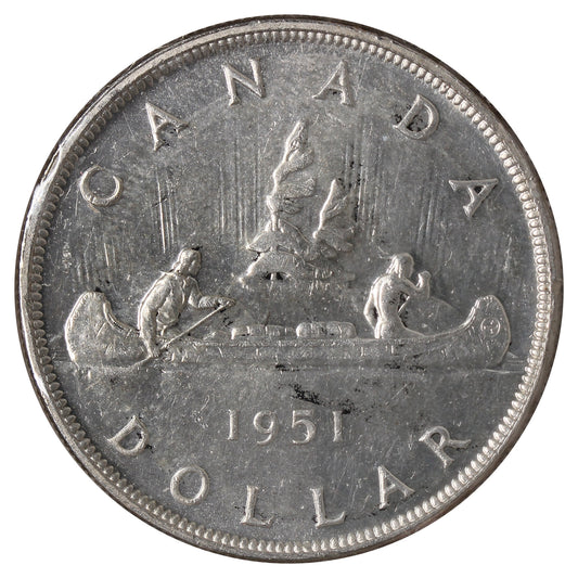 1951 Canada Dollar AU-UNC (AU55) Cleaned, Scratched or Impaired