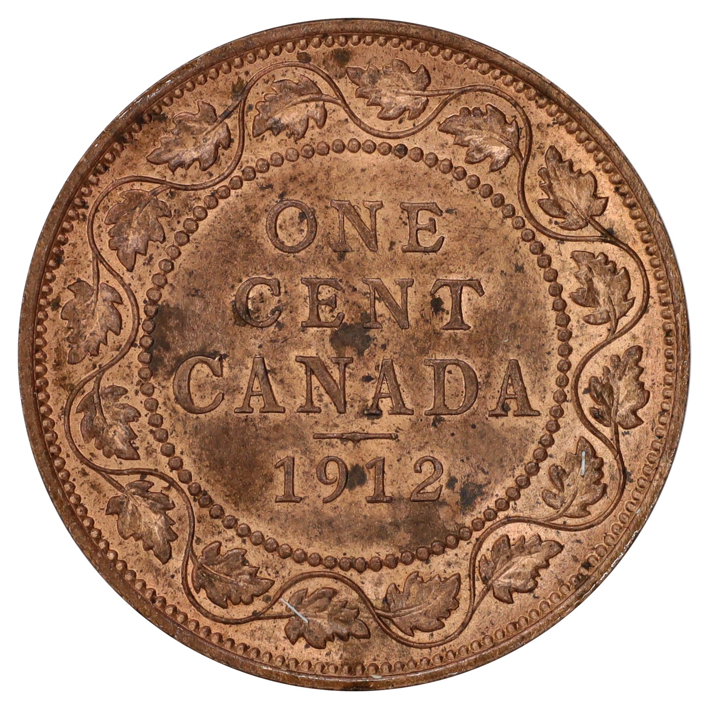 1912 Canada 1-cent Choice Brilliant Uncirculated (MS64) Scratched, marks, or impaired