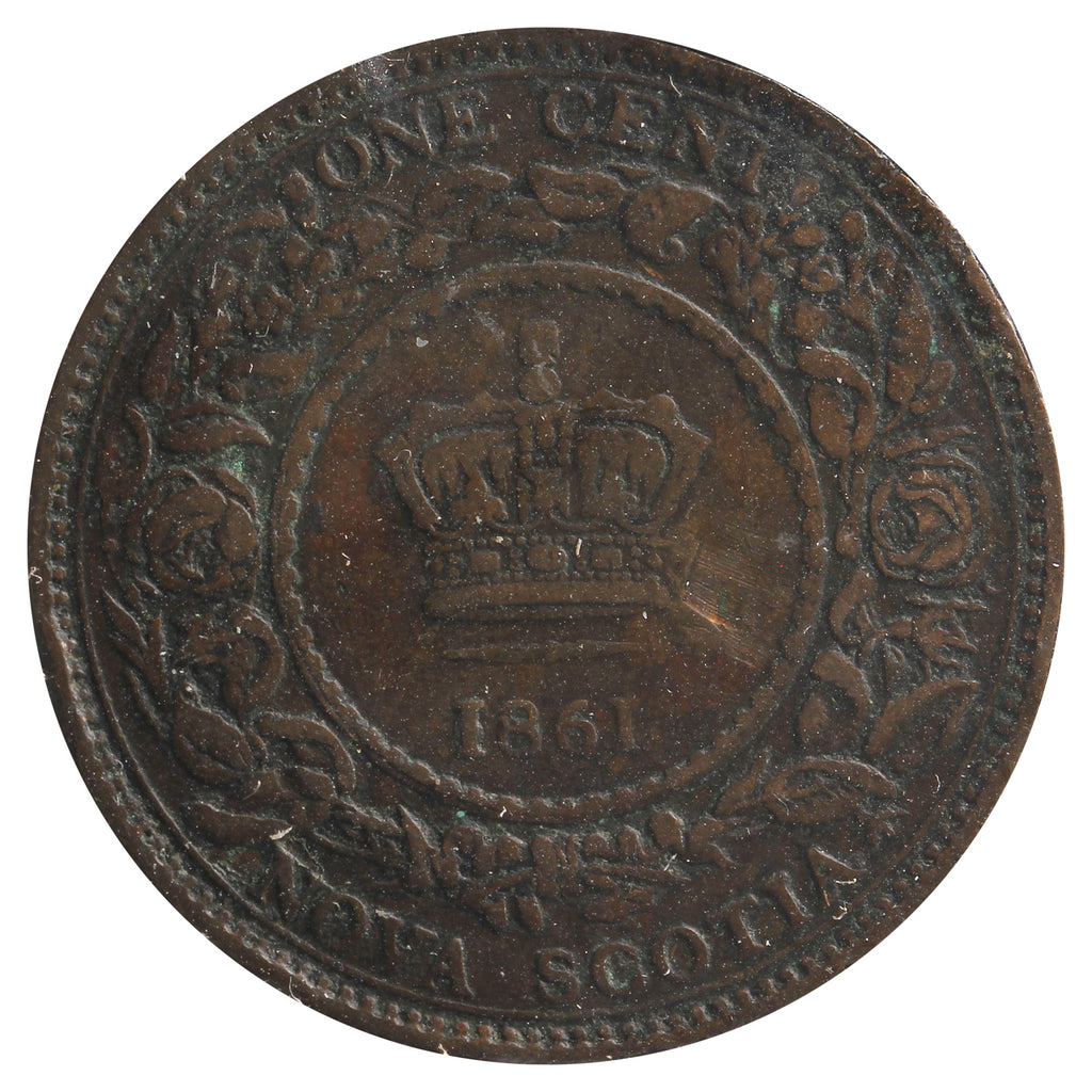 1861 Small Bud Nova Scotia 1-Cent Very Fine (VF20) Scratched, marks, or impaired