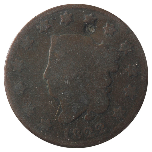 1822 USA Cent About Good (AG-3) Impaired