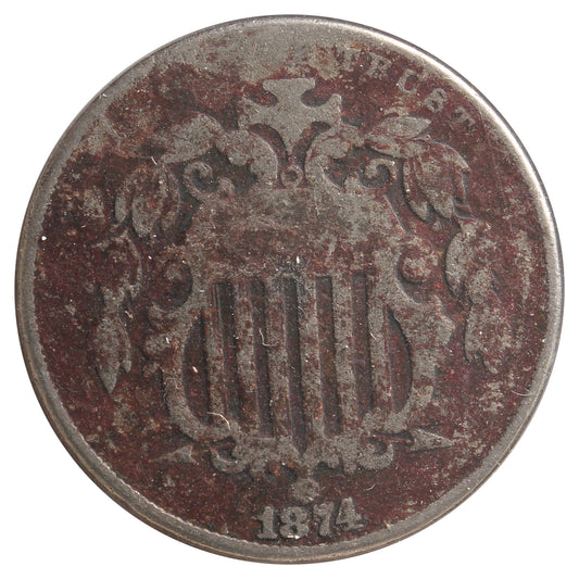 1874 USA Nickel VG-F (VG-10) Impaired