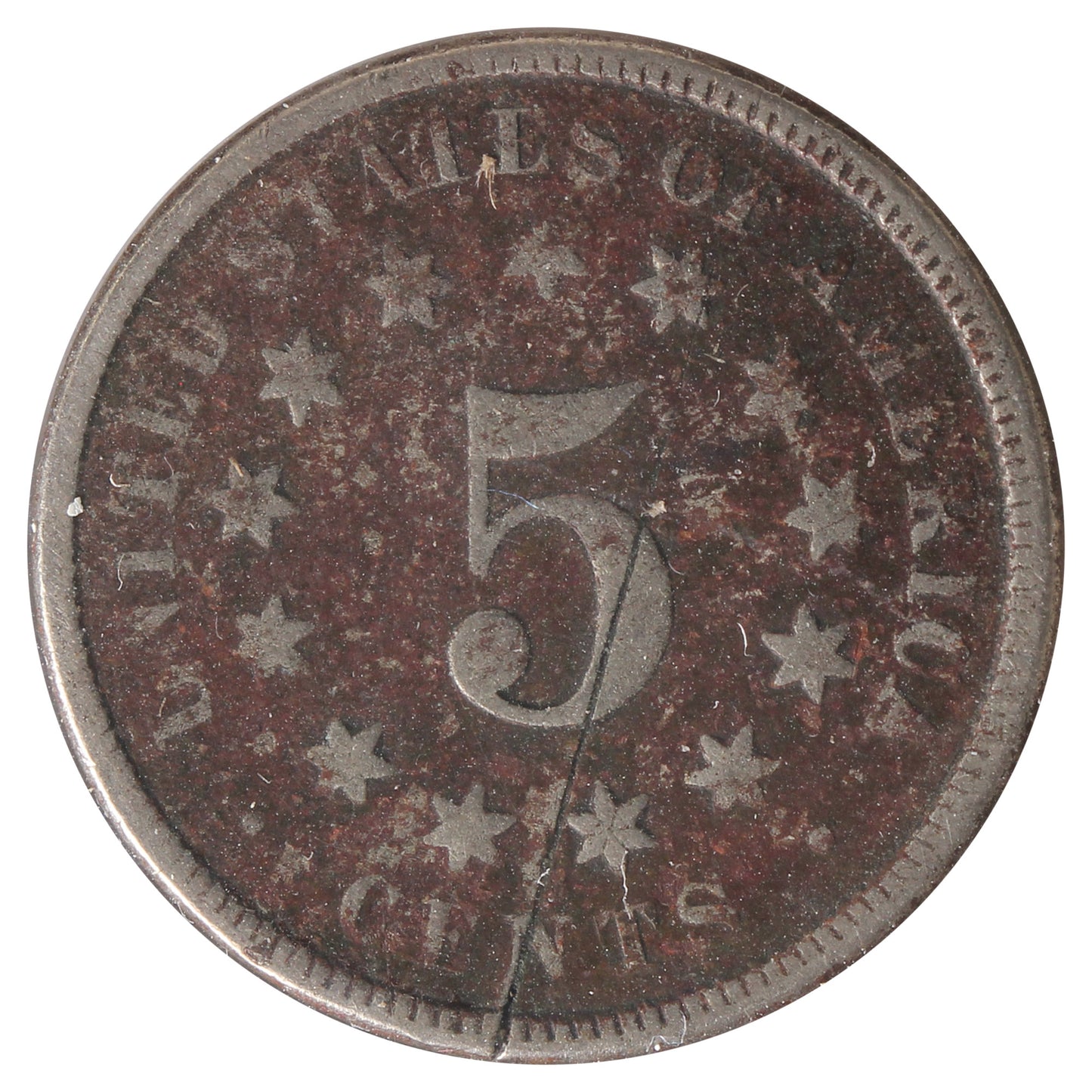 1874 USA Nickel VG-F (VG-10) Impaired