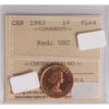 1963 Canada 1-Cent ICCS Certified PL64 UHC Red