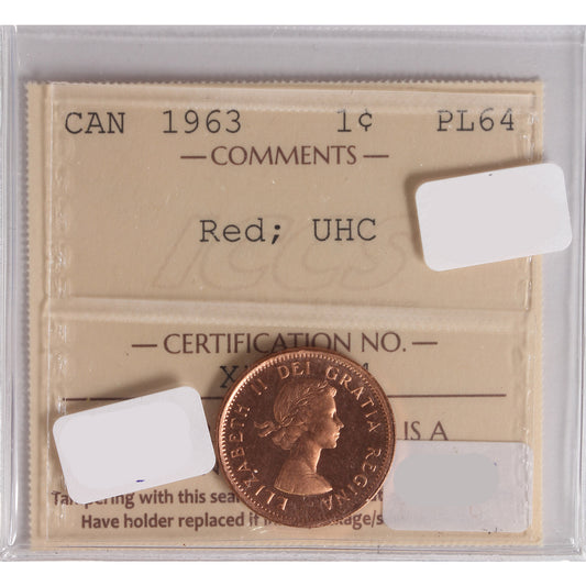 1963 Canada 1-Cent ICCS Certified PL64 UHC Red