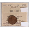 1967 Dbl 1967 Canada 1-Cent ICCS Certified EF-40