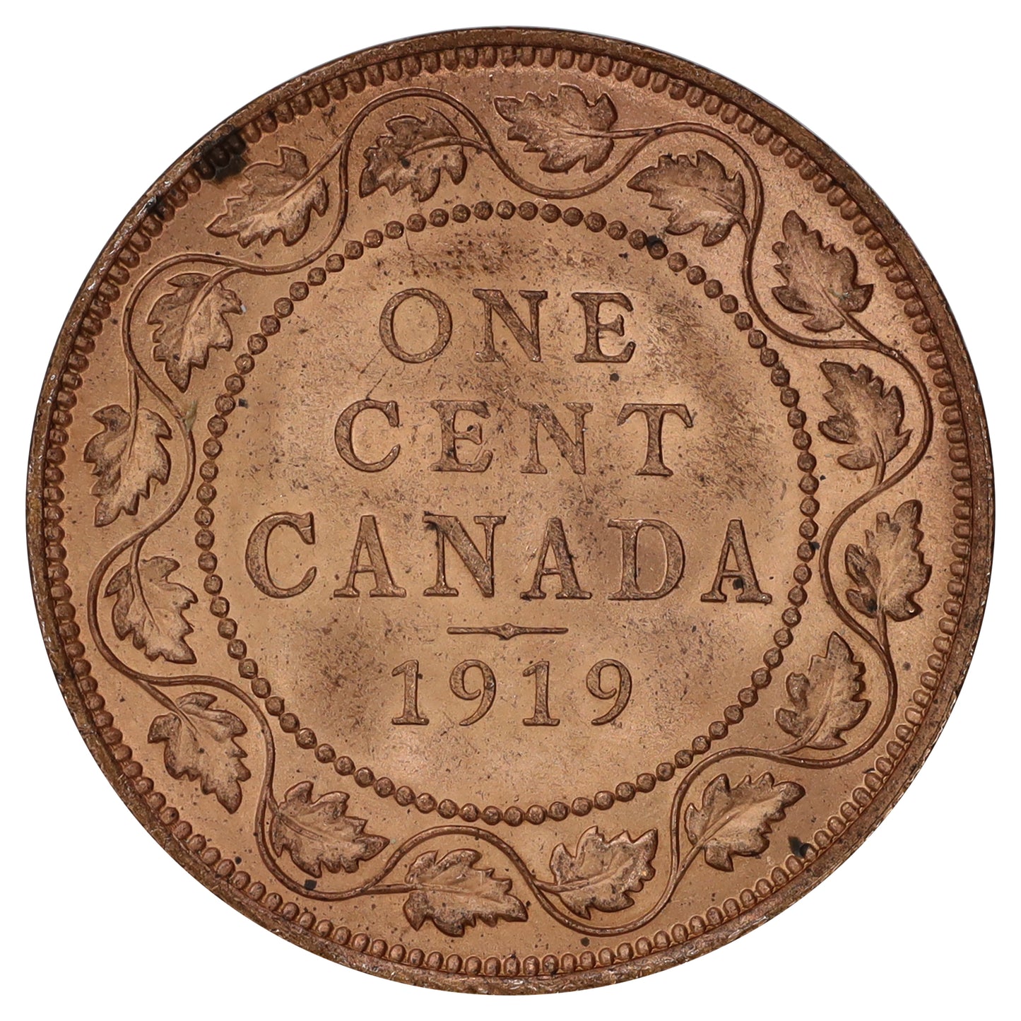 1919 Canada 1-cent Choice Brilliant Uncirculated (MS64) Scratched, marks, or impaired