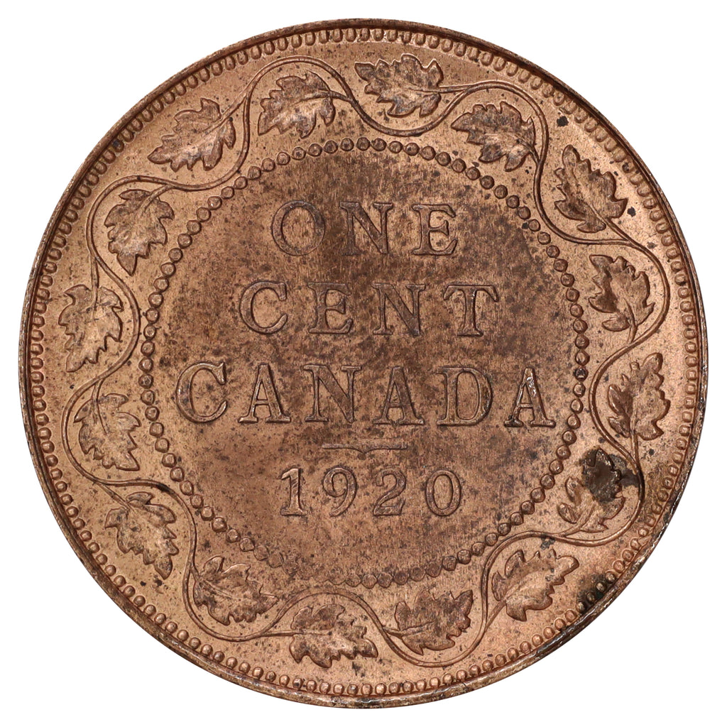 1920 Canada 1-cent Choice Brilliant Uncirculated (MS64) Red & Brown (Spots)