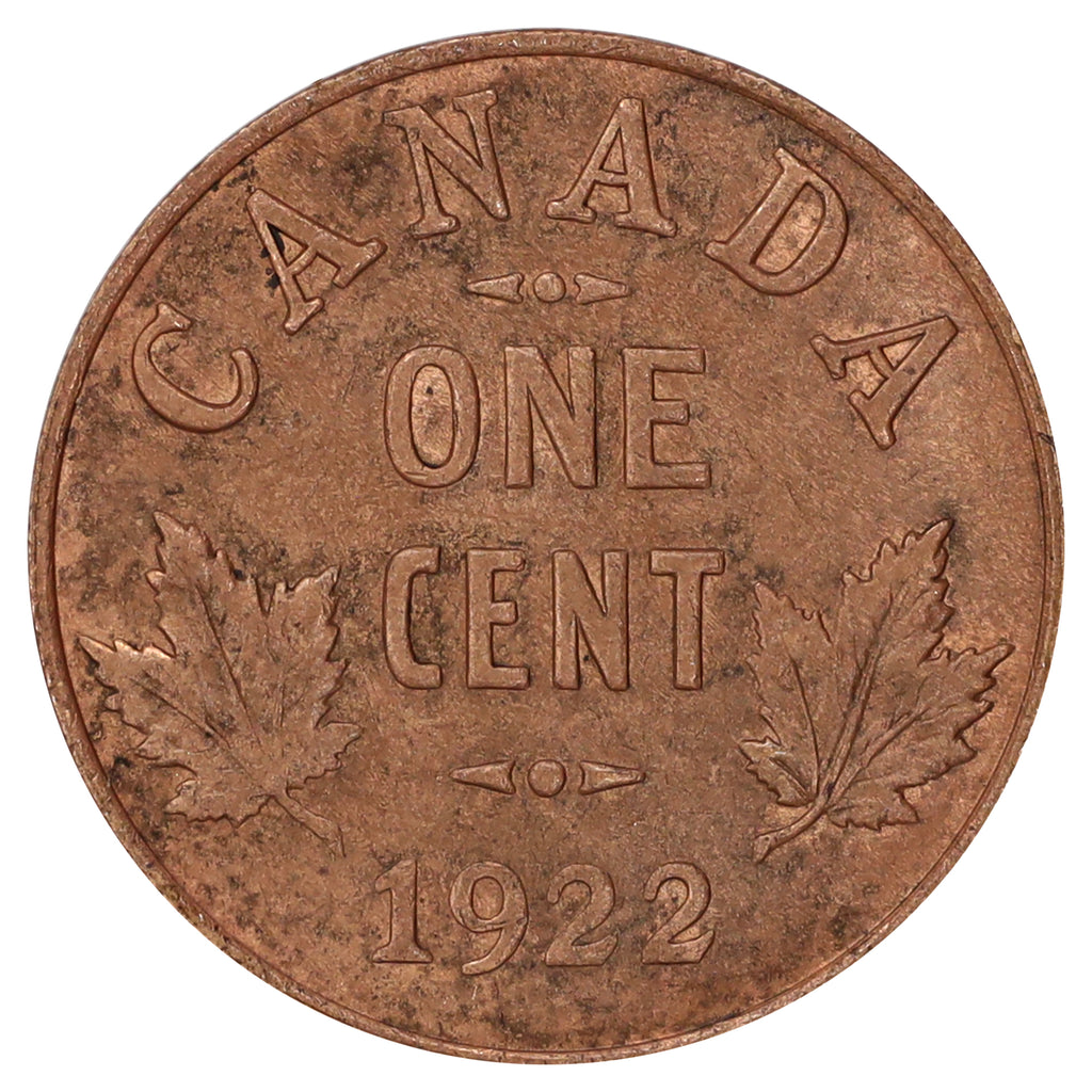 1922 Canada 1-cent UNC+ (MS62) Scratched, cleaned, or impaired