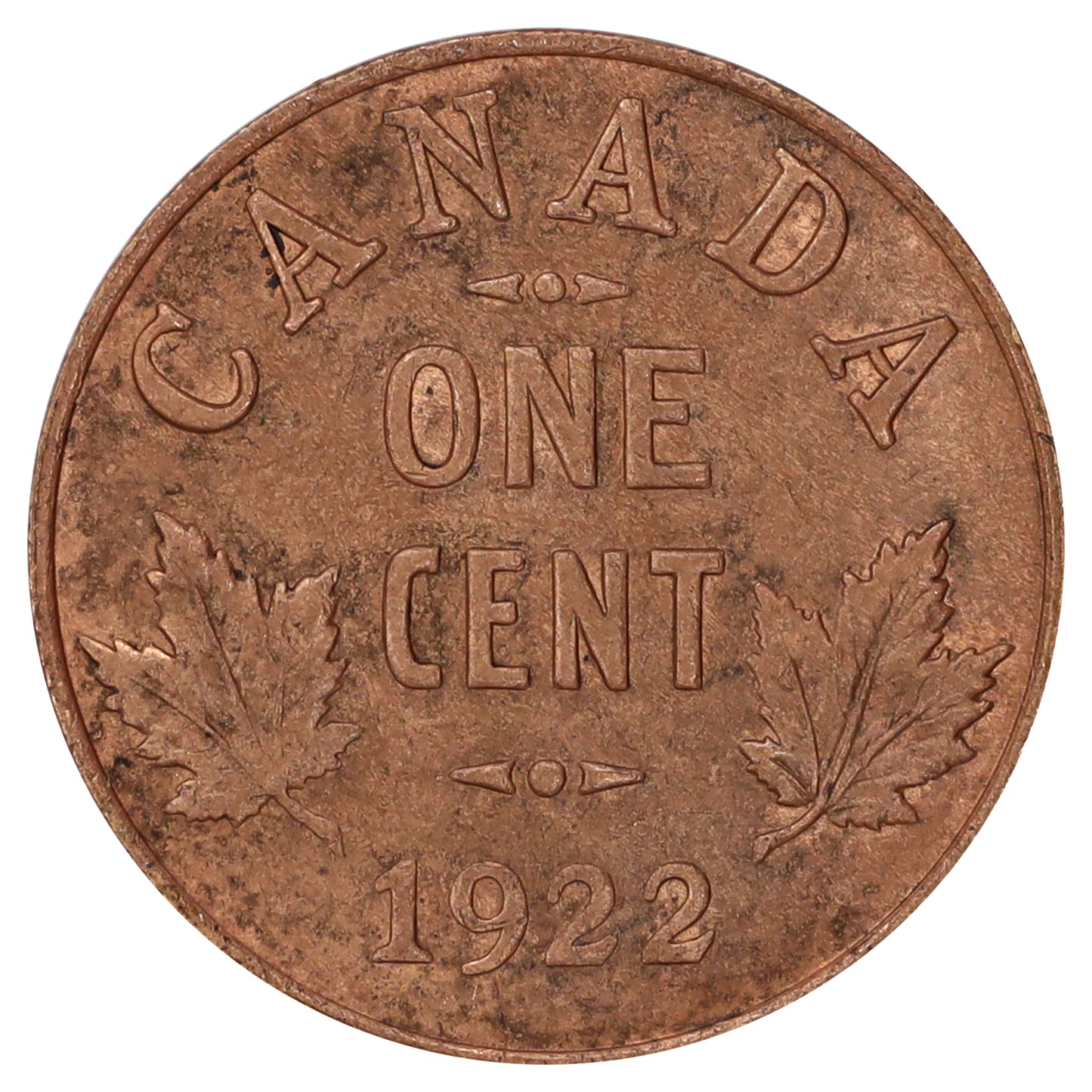 1922 Canada 1-cent UNC+ (MS62) Scratched, cleaned, or impaired