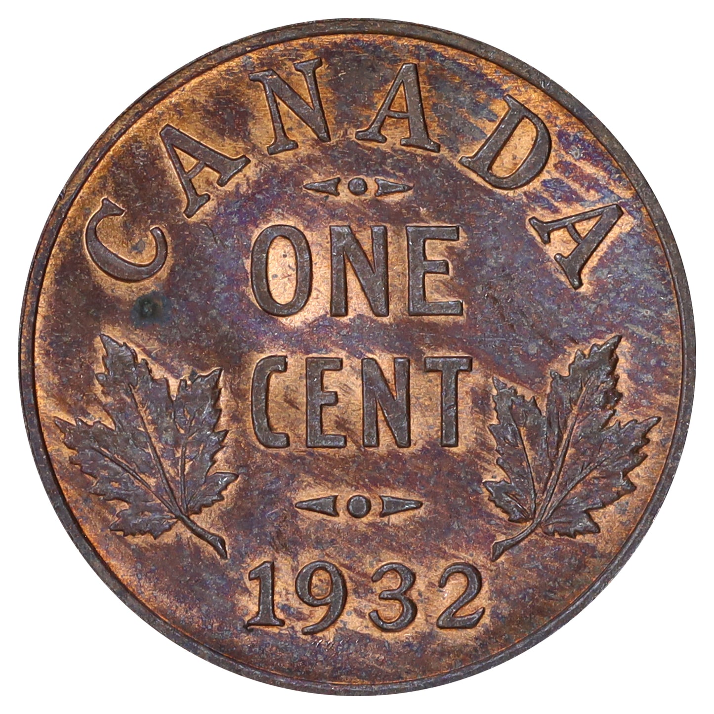 1932 Canada 1-cent Brilliant Uncirculated (MS63) Lustrous Red & Brown