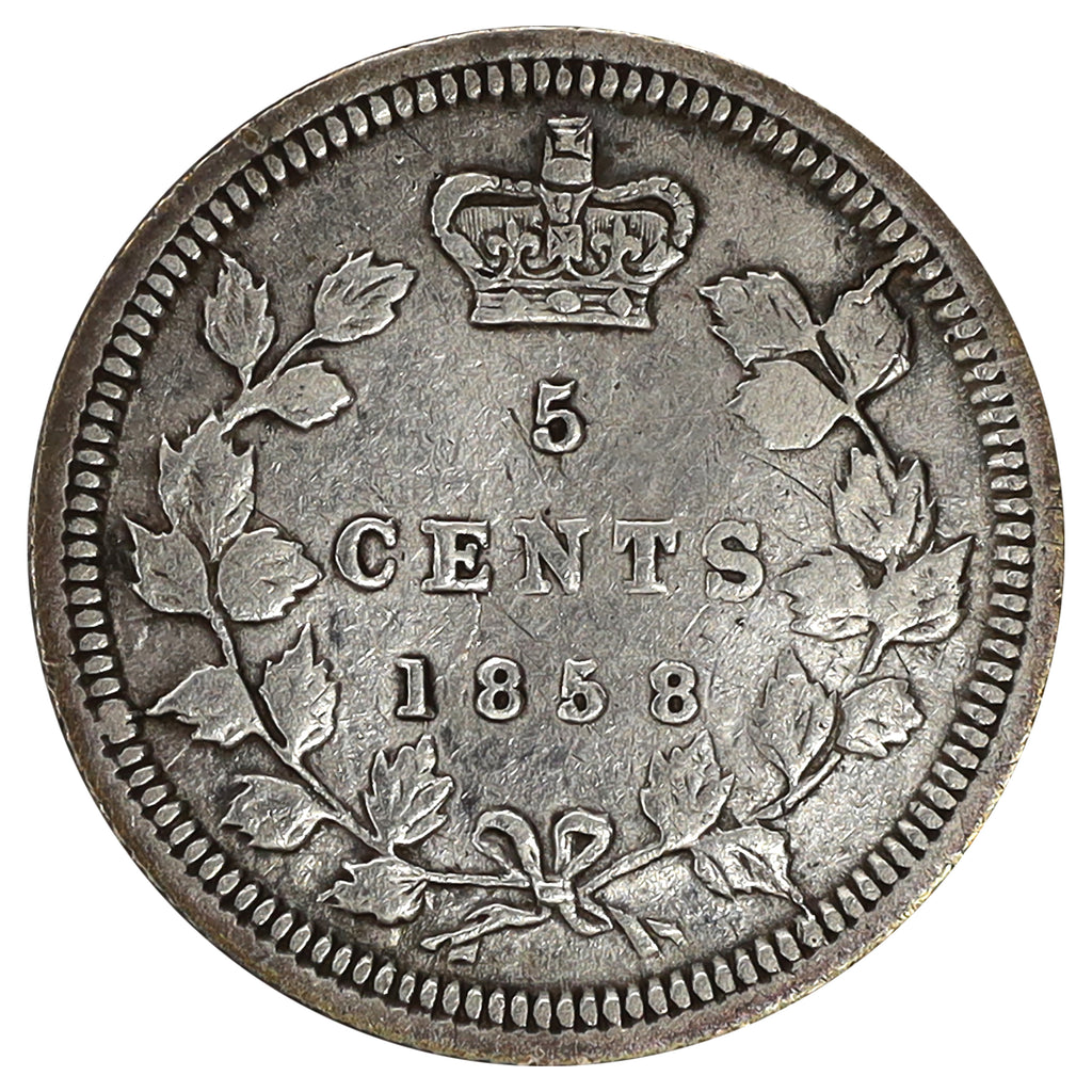 1858 Small Date Canada 5-cents (Cleaned)