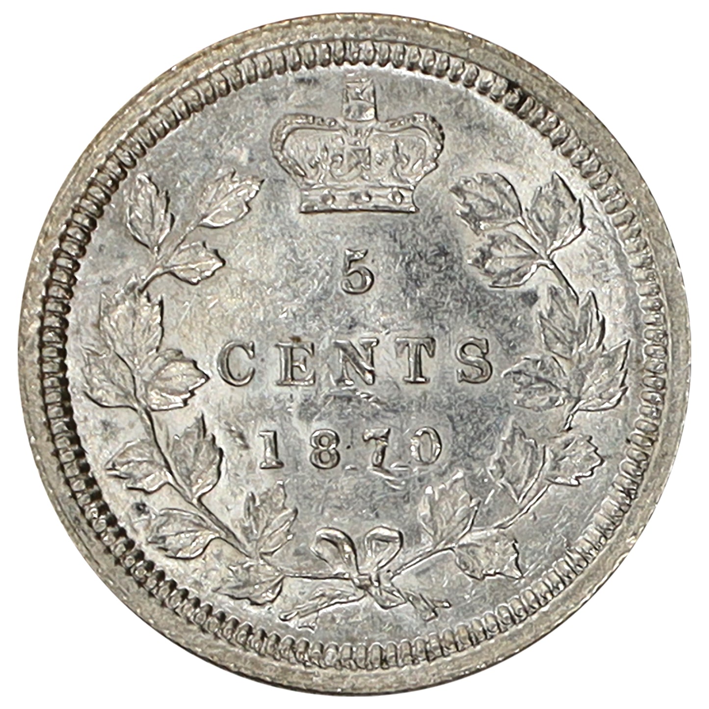 1870 Wide Rim Canada 5-cents AU-UNC (AU55) Scratched, marks, or impaired