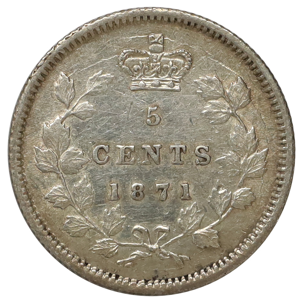 1871 Canada 5-cents EF-AU (EF45) Scratched, marks, or impaired