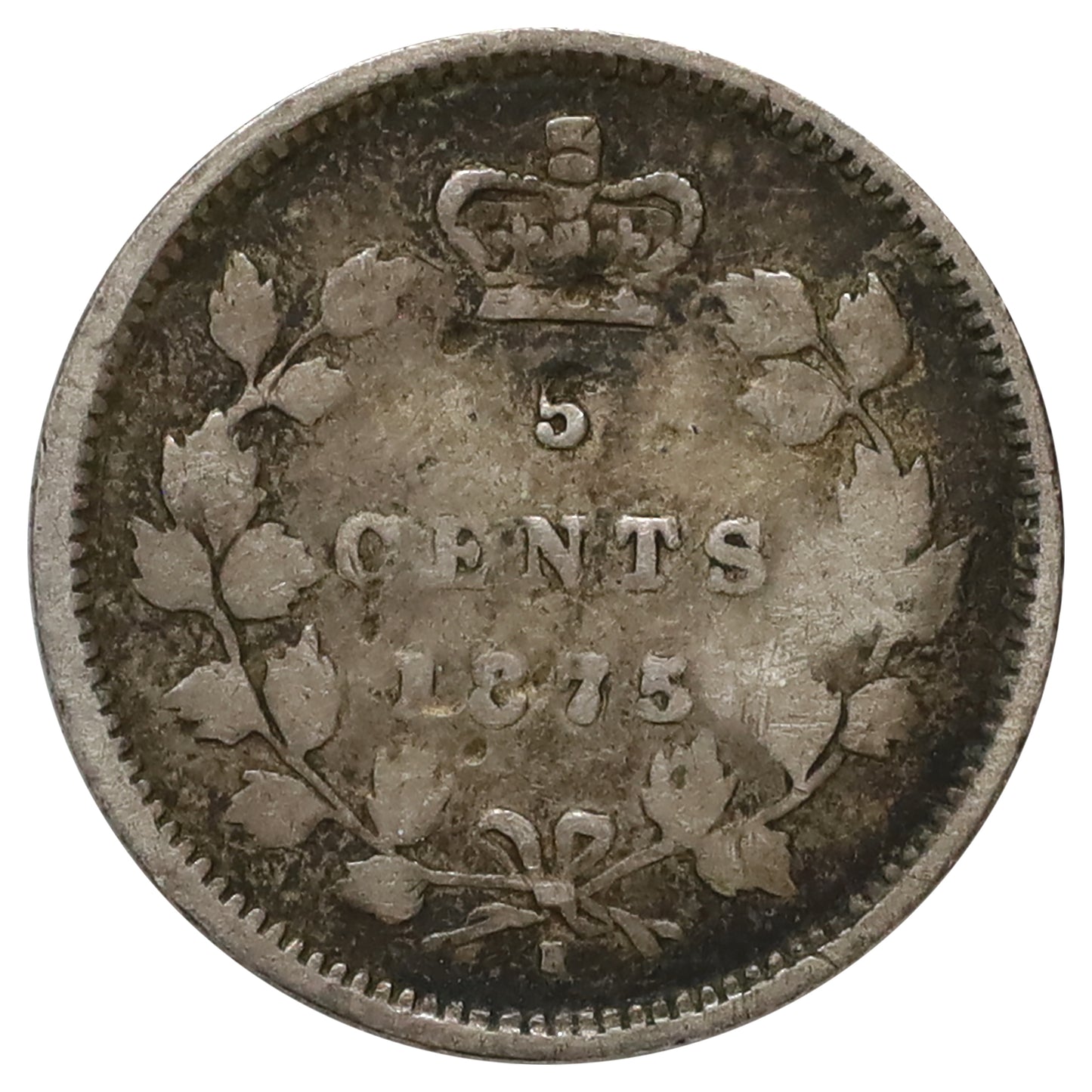 1875H Large Date Canada 5-cents F-VF (F15) Scratched, marks, or impaired