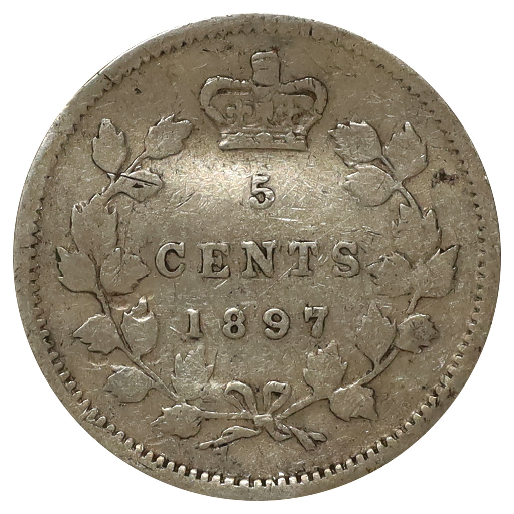 1897 Canada 5-cents VG-F (VG10) Scratched, marks, or impaired