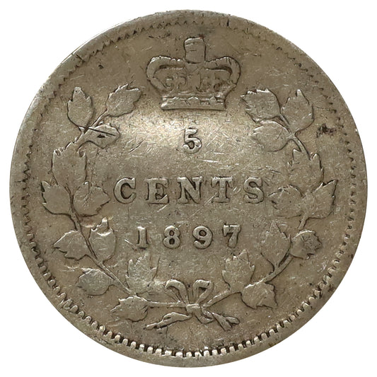 1897 Canada 5-cents VG-F (VG10) Scratched, marks, or impaired