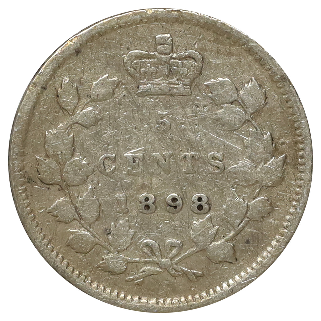 1898 Canada 5-cents Fine (F12) Scratched, marks, or impaired
