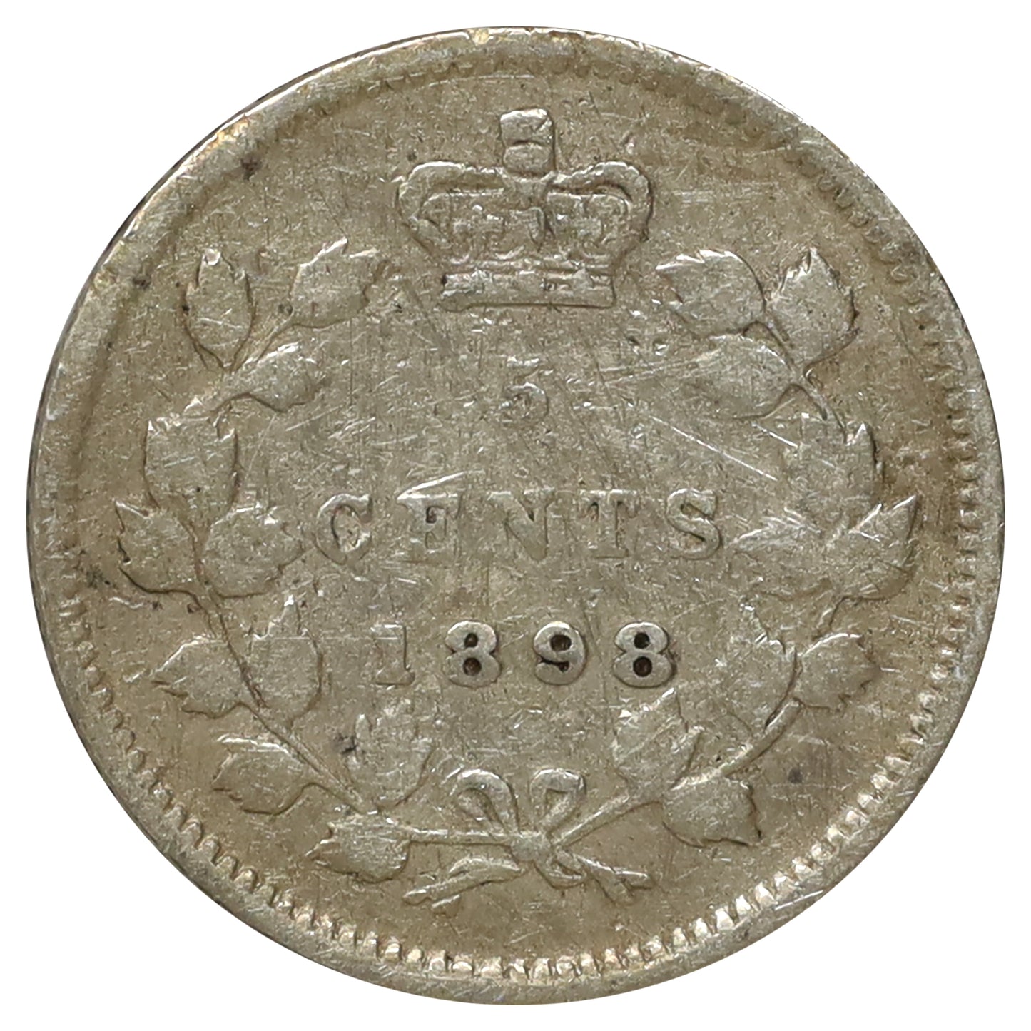 1898 Canada 5-cents Fine (F12) Scratched, marks, or impaired