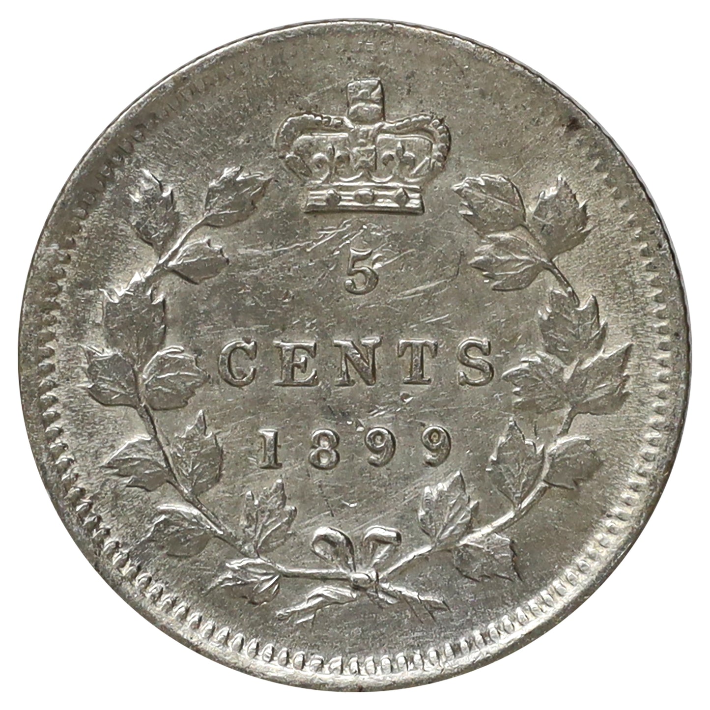 1899 Canada 5-cents Almost Uncirculated (AU50) Scratched, marks, or impaired