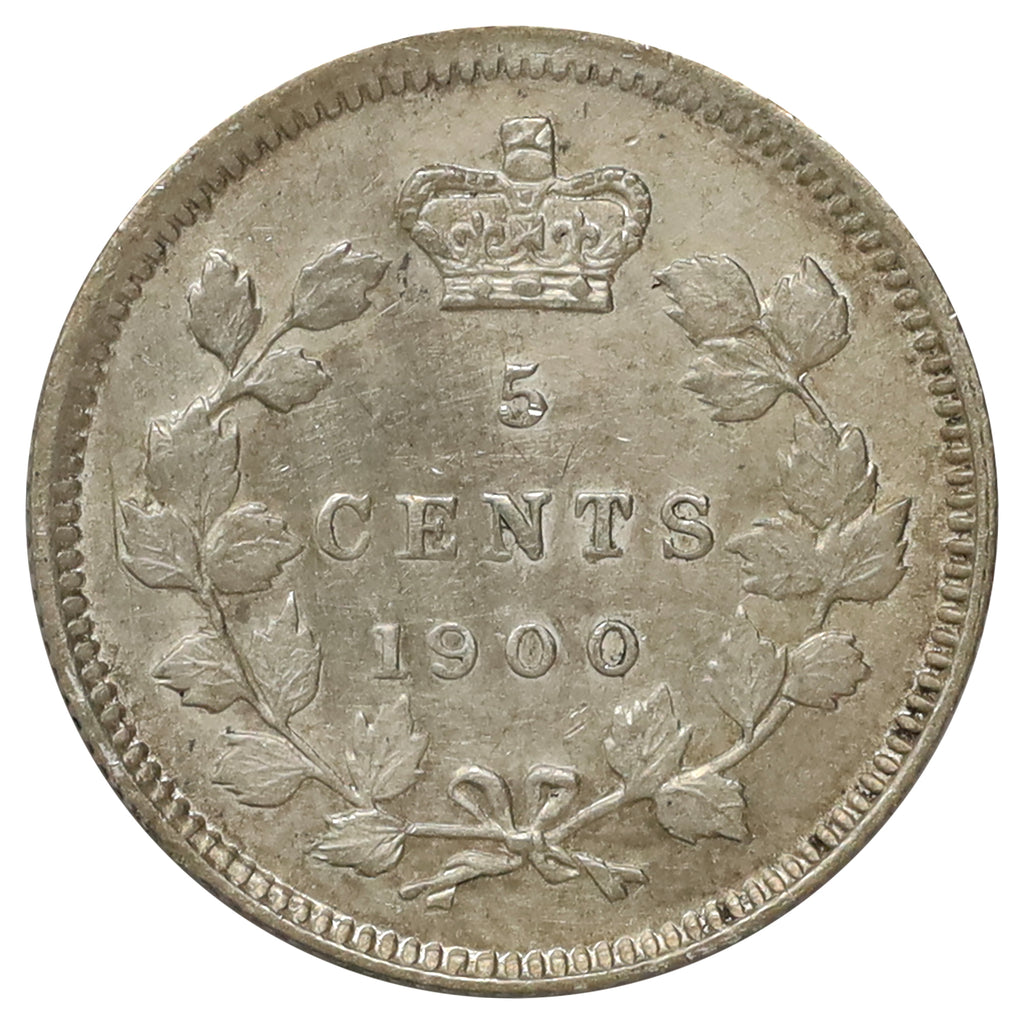 1900 Round 0s Canada 5-cents Almost Uncirculated (AU50) Scratched, marks, or impaired