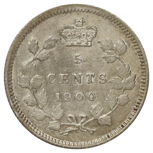 1900 Round 0s Canada 5-cents Almost Uncirculated (AU50) Scratched, marks, or impaired