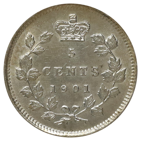 1901 Canada 5-cents AU-UNC (AU55) Scratched, marks, or impaired