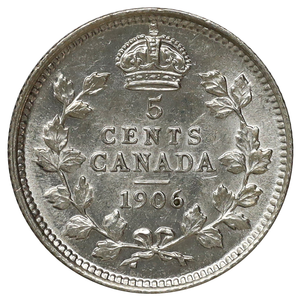 1906 Canada 5-cents AU-UNC (AU55) Scratched, marks, or impaired