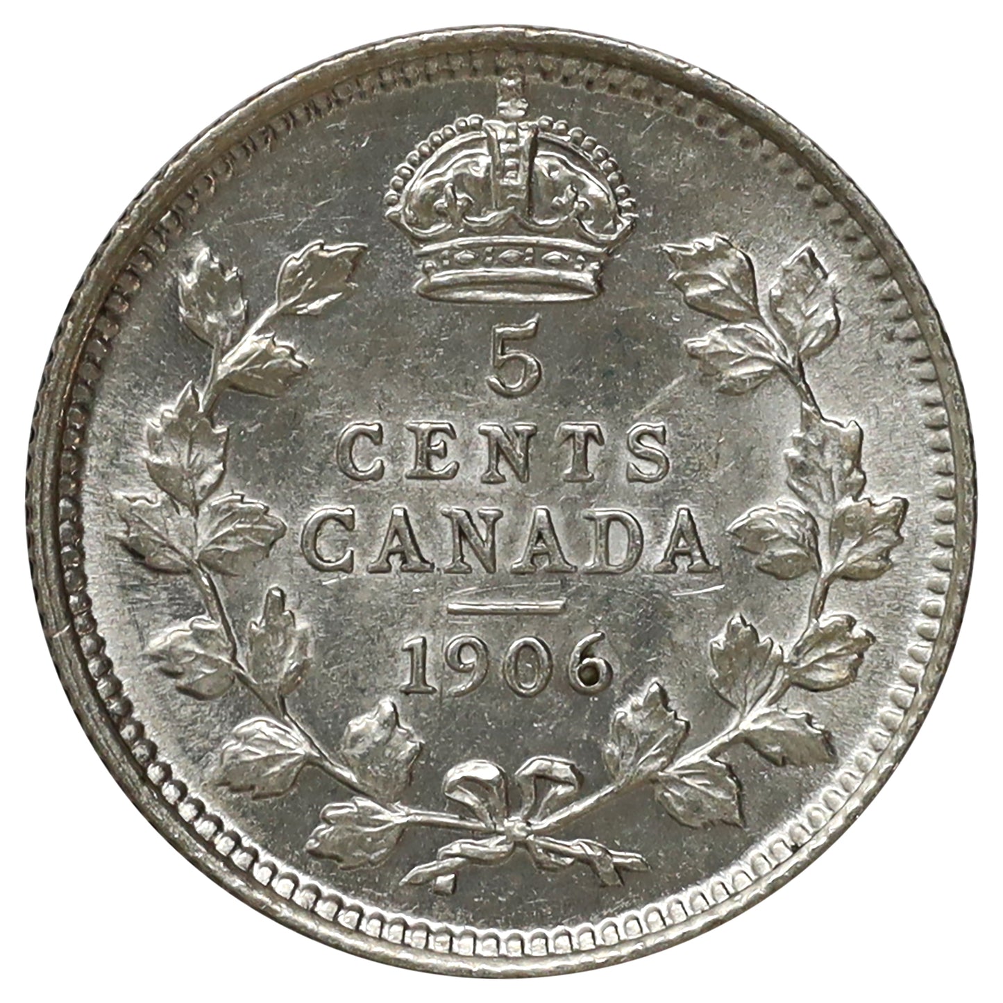 1906 Canada 5-cents AU-UNC (AU55) Scratched, marks, or impaired