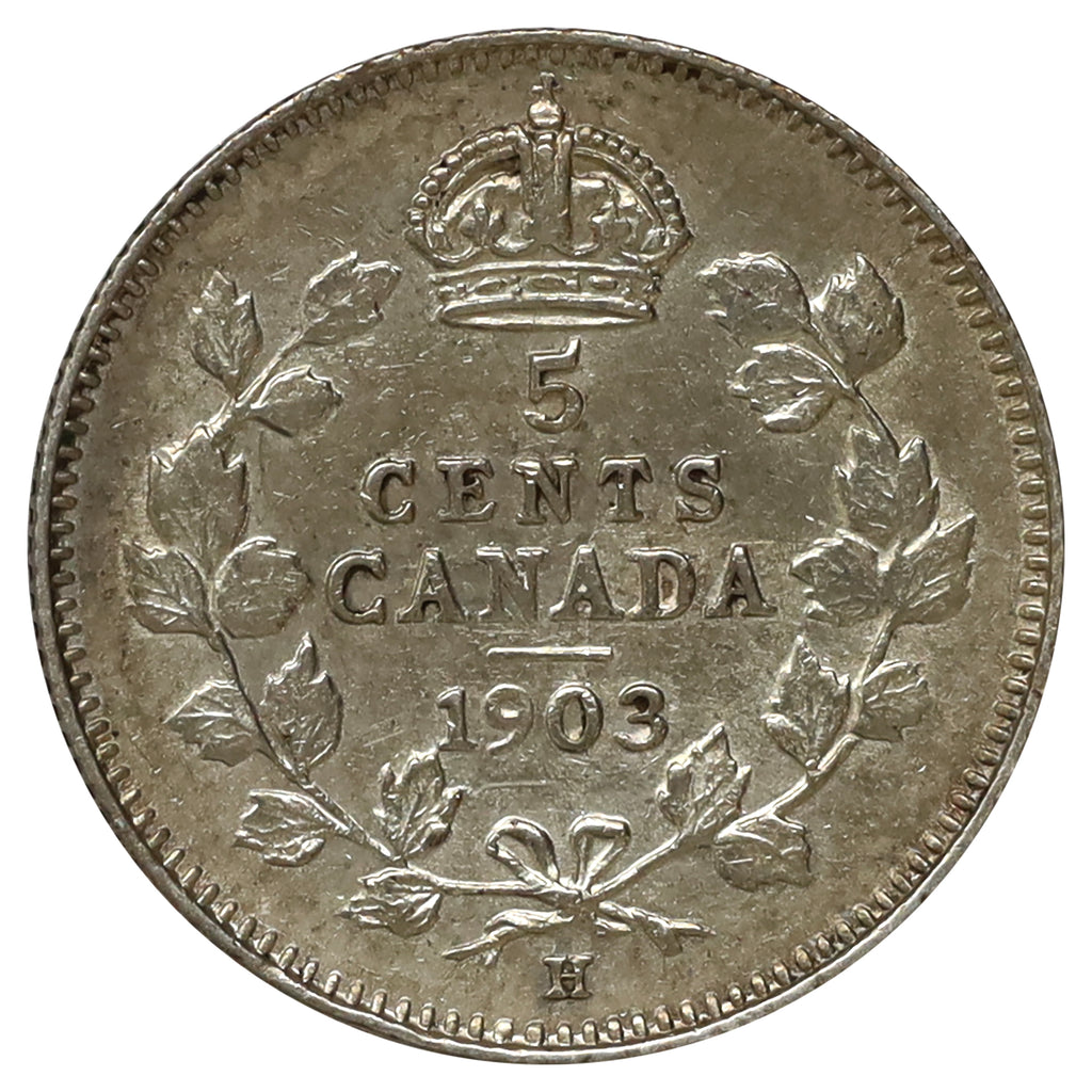 1903H Small H Canada 5-cents EF-AU (EF45) Scratched, marks, or impaired
