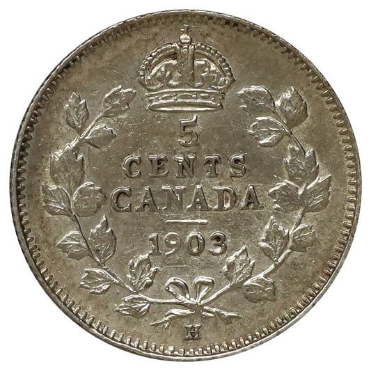 1903H Small H Canada 5-cents EF-AU (EF45) Scratched, marks, or impaired