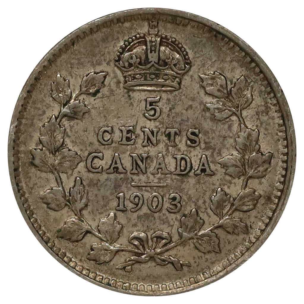 1903 Canada 5-cents F-VF (F15) Scratched, marks, or impaired