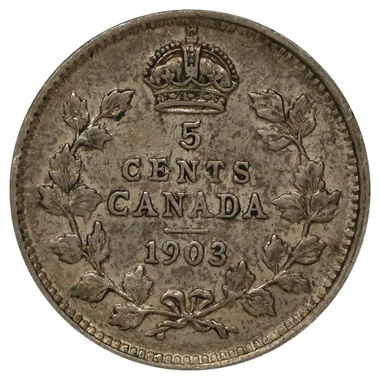 1903 Canada 5-cents F-VF (F15) Scratched, marks, or impaired