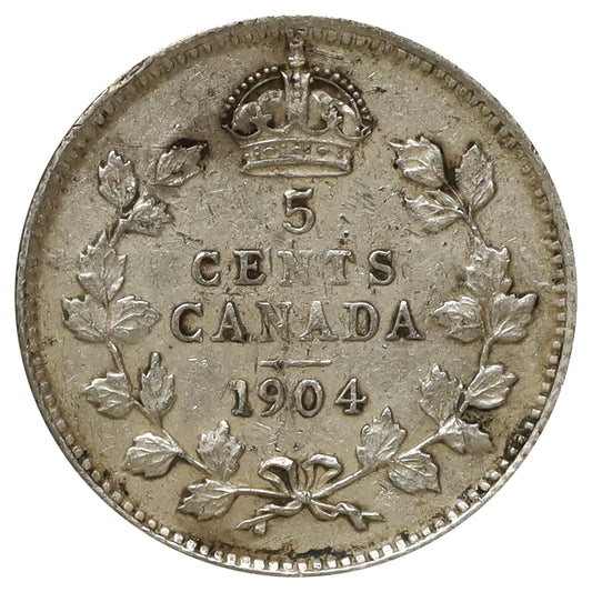 1904 Canada 5-cents VF-EF (VF30) Scratched, marks, or impaired