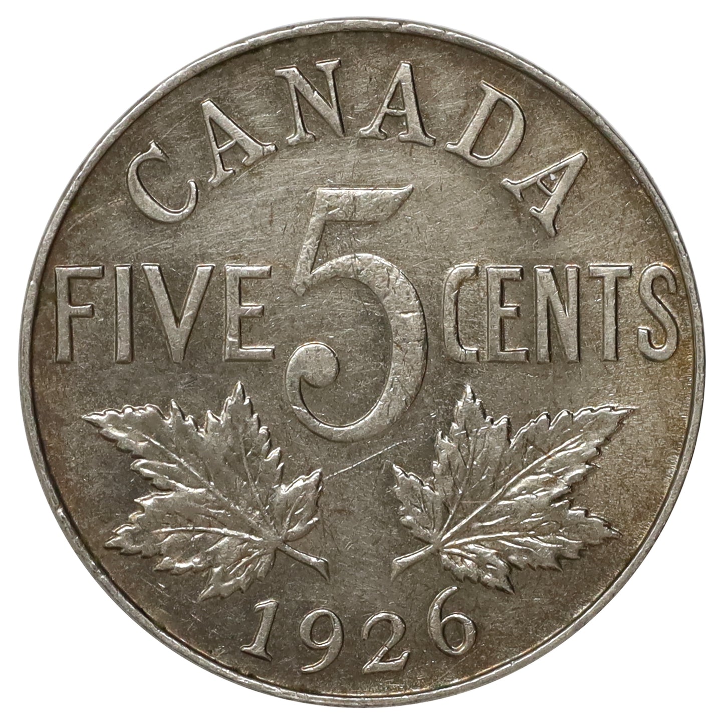 1926 Near 6 Canada 5-cents AU-UNC (AU55) Scratched, marks, or impaired