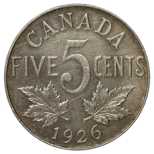 1926 Near 6 Canada 5-cents AU-UNC (AU55) Scratched, marks, or impaired