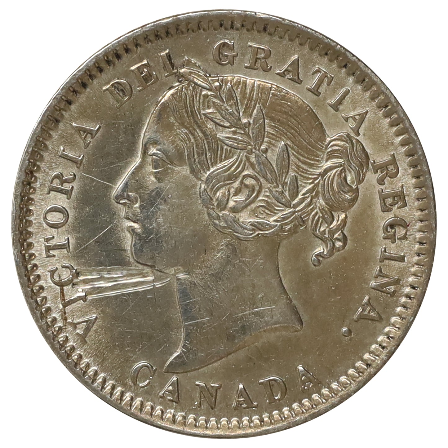 1881H Obv. 2 Canada 10-cents AU-UNC (AU55) Scratched, marks, or impaired