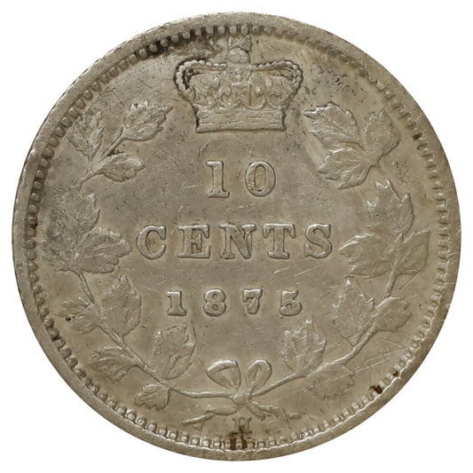1875H Canada 10-cents F-VF (F15) Scratched, marks, or impaired