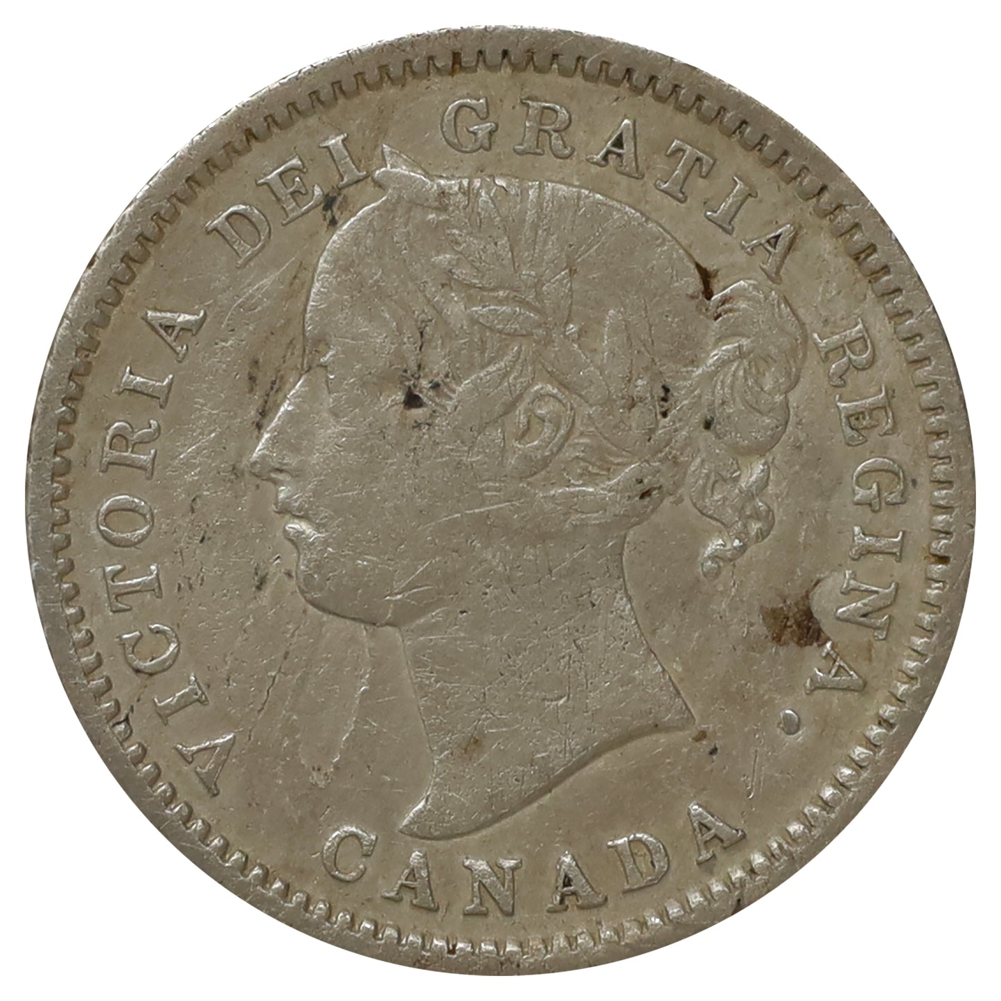 1875H Canada 10-cents F-VF (F15) Scratched, marks, or impaired