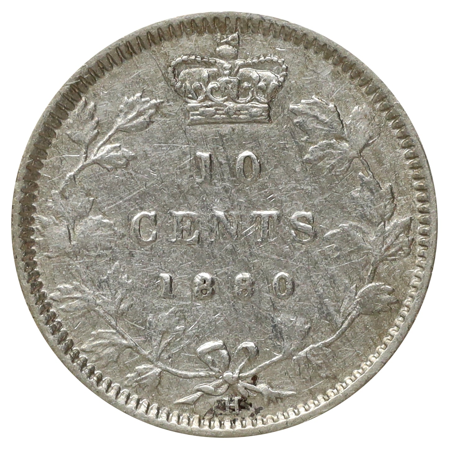1880H Obv. 1 Canada 10-cents Extra Fine (EF40) Scratched, marks, or impaired