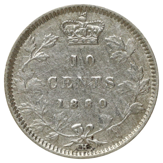 1880H Obv. 1 Canada 10-cents Extra Fine (EF40) Scratched, marks, or impaired