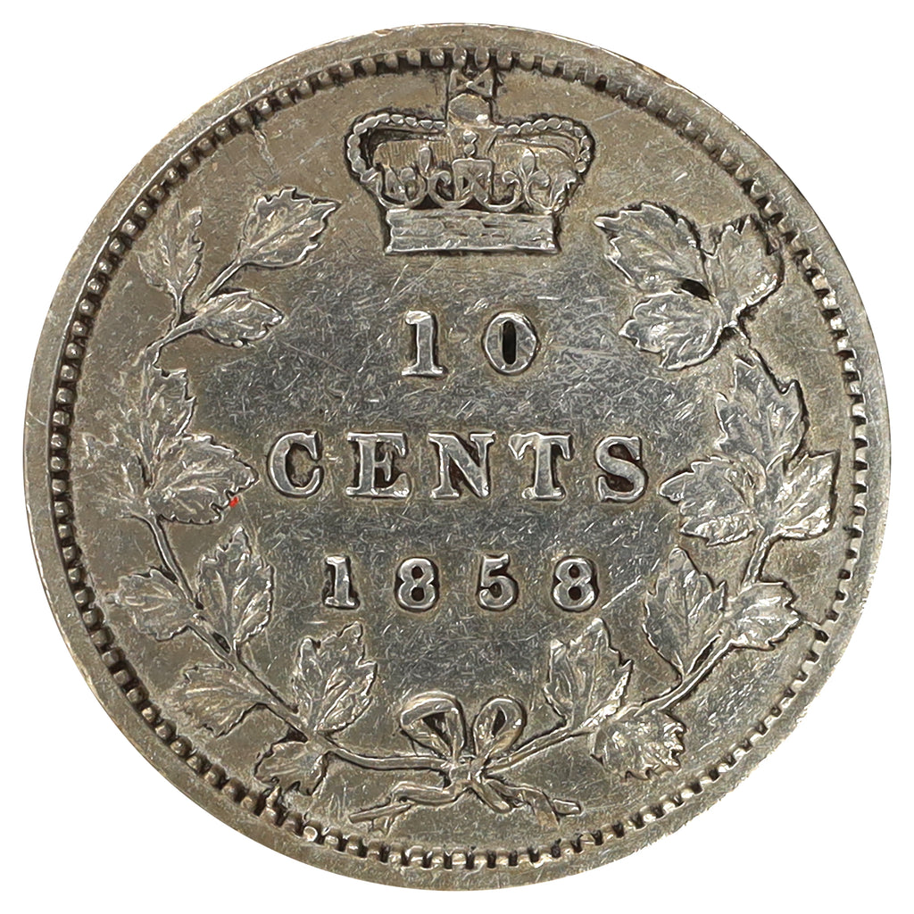 1858 Canada 10-cents Very Fine (VF20) Scratched, marks, or impaired