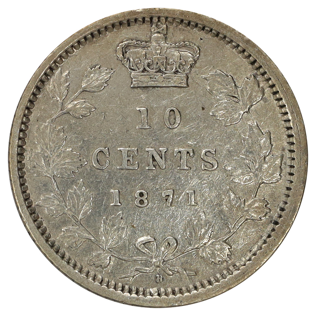 1871H Canada 10-cents Extra Fine (EF40) Scratched, marks, or impaired
