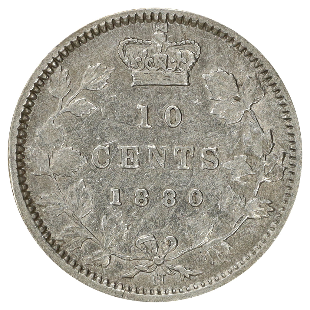 1880H Obv. 1 Canada 10-cents VF-EF (VF30) Scratched, marks, or impaired