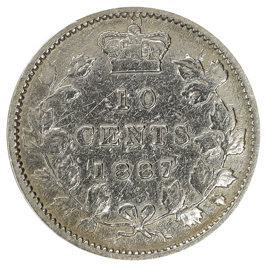 1887 Canada 10-cents VG-F (VG10) Scratched, marks, or impaired